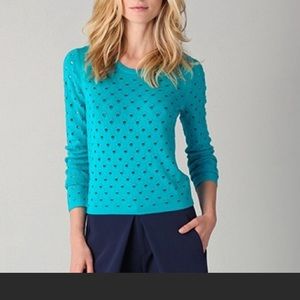 Rag and bone top open knit turquoise top long sleeve